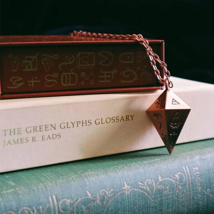 Green Glyphs Pendulum | Prisma Visions Bronze Divination Pendulum