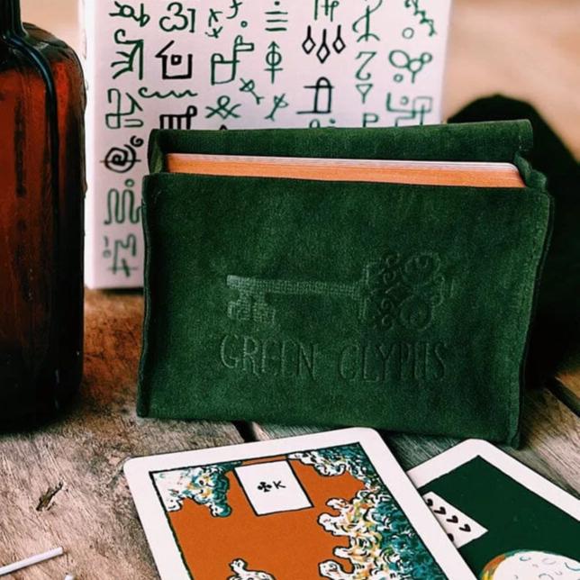 Original Green Glyphs Lenormand Satchel | Prisma Visions Pouch Tarot Lenormand