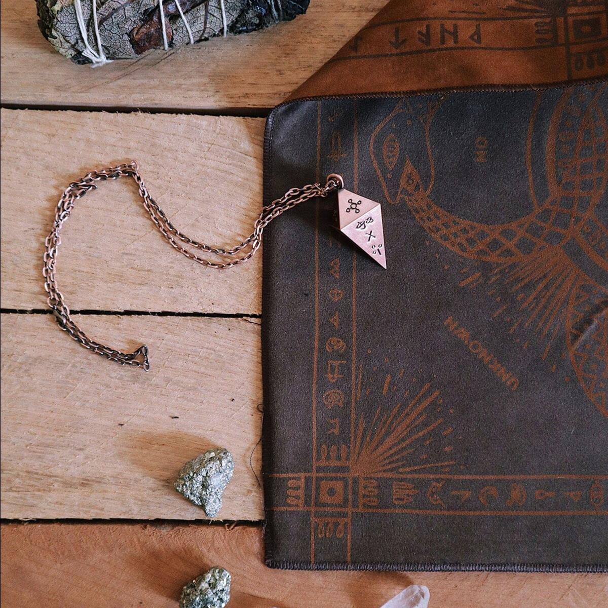 Green Glyphs Casting Cloth | Prisma Visions Altar Tarot Cloth